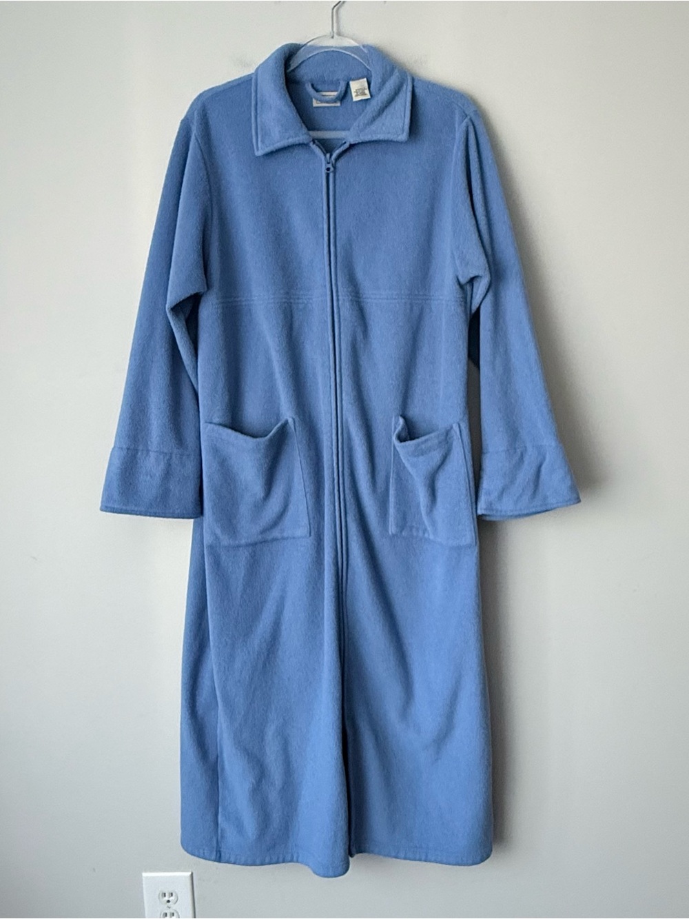 L.L. Bean Sky Blue Fleece Zip-Front Long Coat